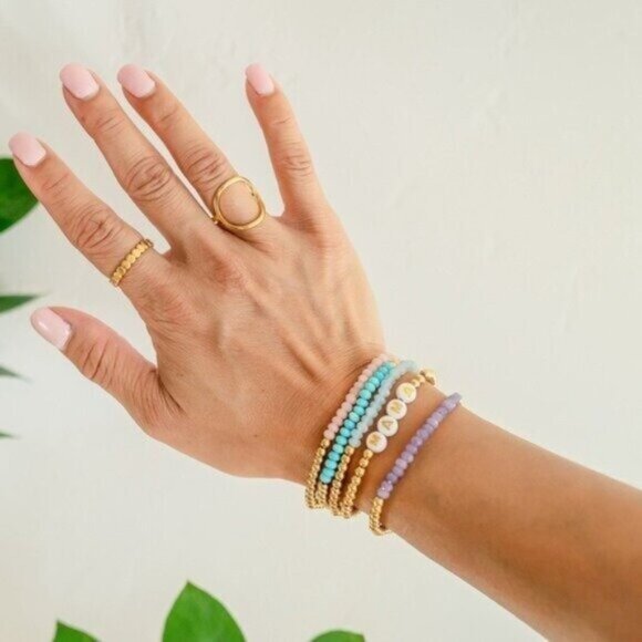 2 Bracelets You PICK Waterproof Gold Stretch Bracelets Women and Child Sizes - Picture 3 of 16